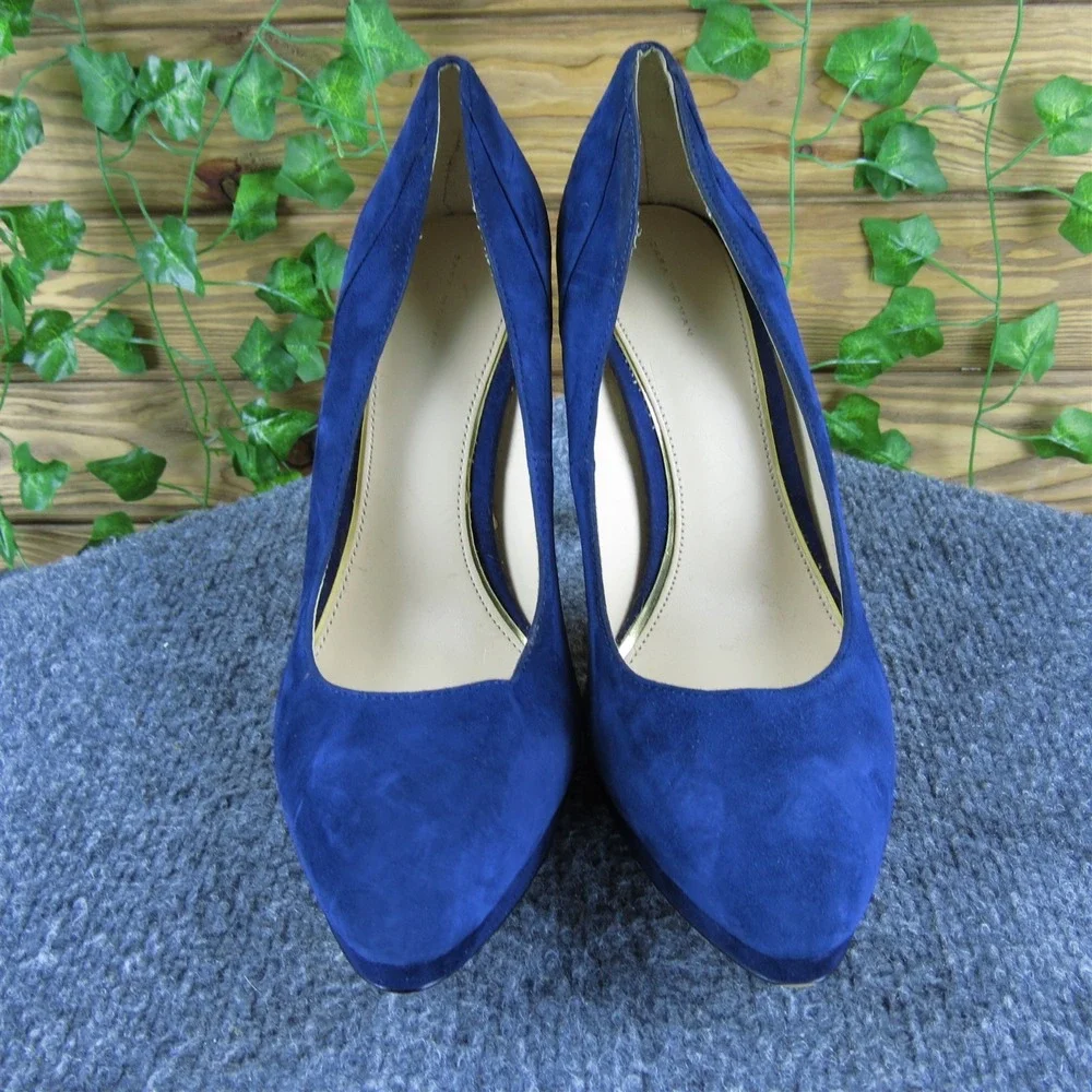 Zara Women  Platform Navy Blue Leather Pump 39 Medium Gently Used‎ 2025